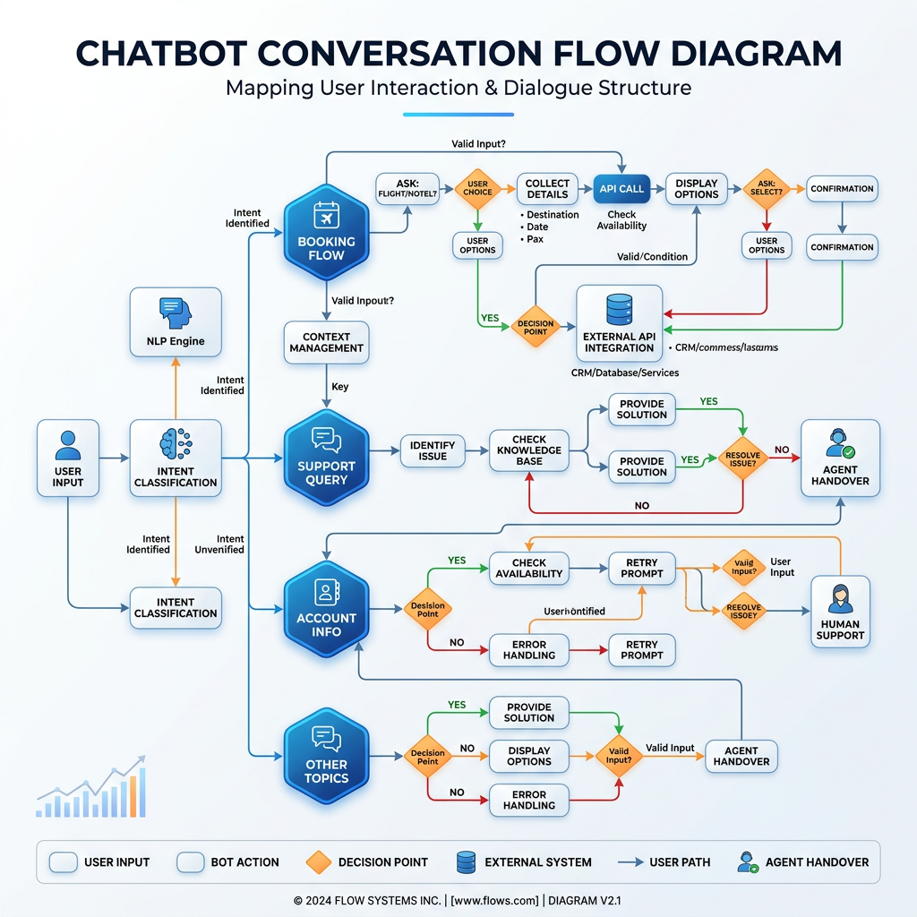 Chatbot conversation flow diagram